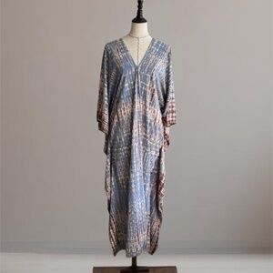 Bluish Brown Tie Dye Kaftan Shibori kaftan